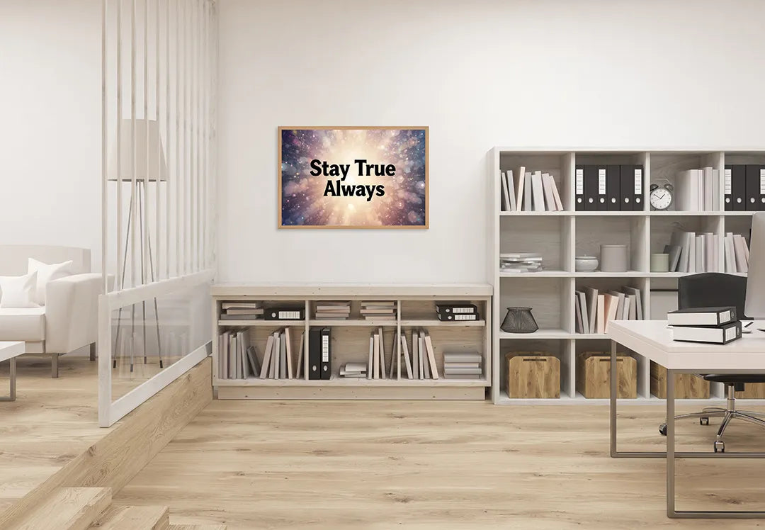 Metalen Magneetbord met hoogwaardige afbeelding van Stay true always quote sterren voor aan de muur