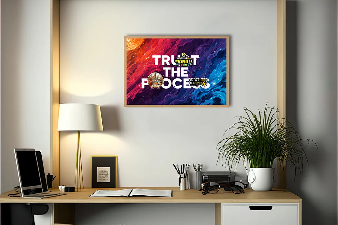 Metalen Magneetbord met hoogwaardige afbeelding van Trust the process verf splash voor aan de muur