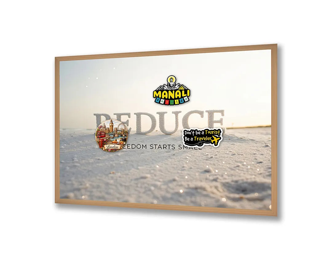Metalen Magneetbord met hoogwaardige afbeelding van Reduce quote strand zee voor aan de muur