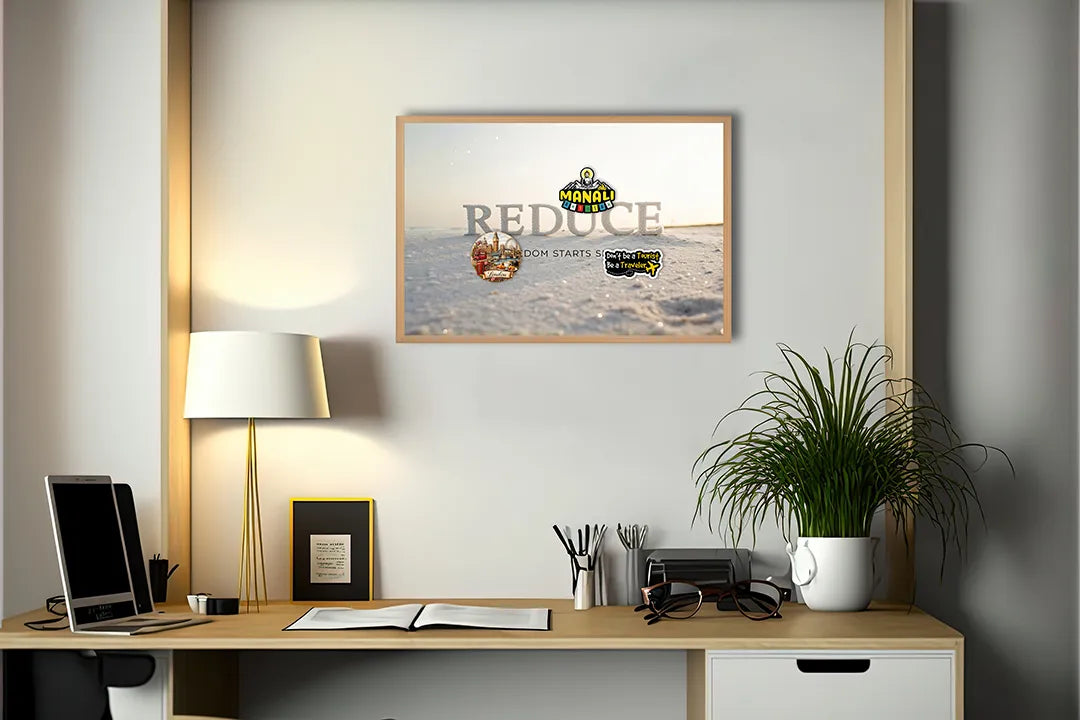 Metalen Magneetbord met hoogwaardige afbeelding van Reduce quote strand zee voor aan de muur