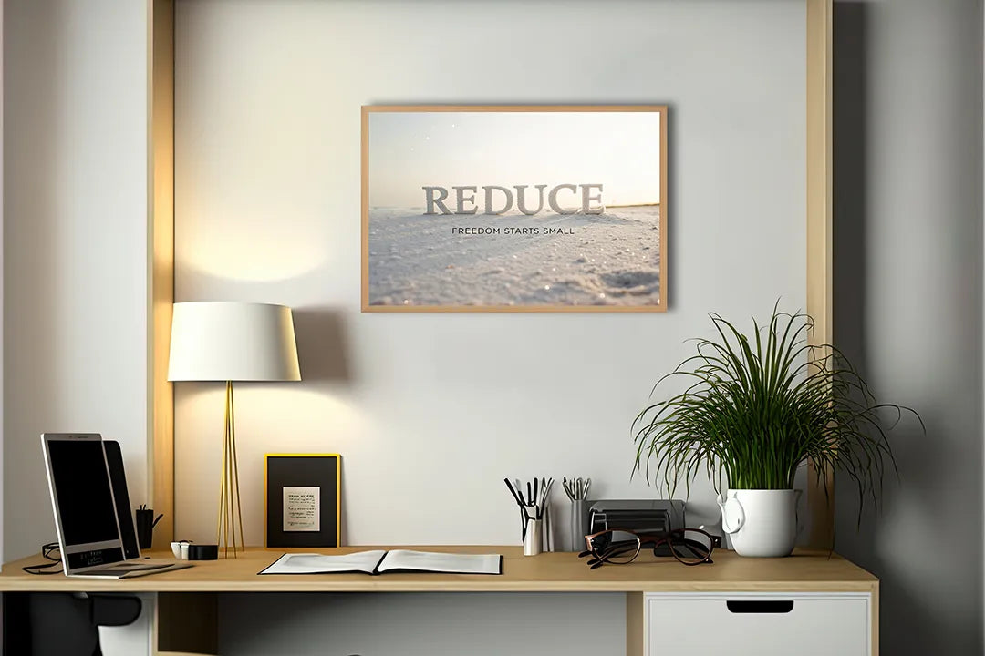 Metalen Magneetbord met hoogwaardige afbeelding van Reduce quote strand zee voor aan de muur