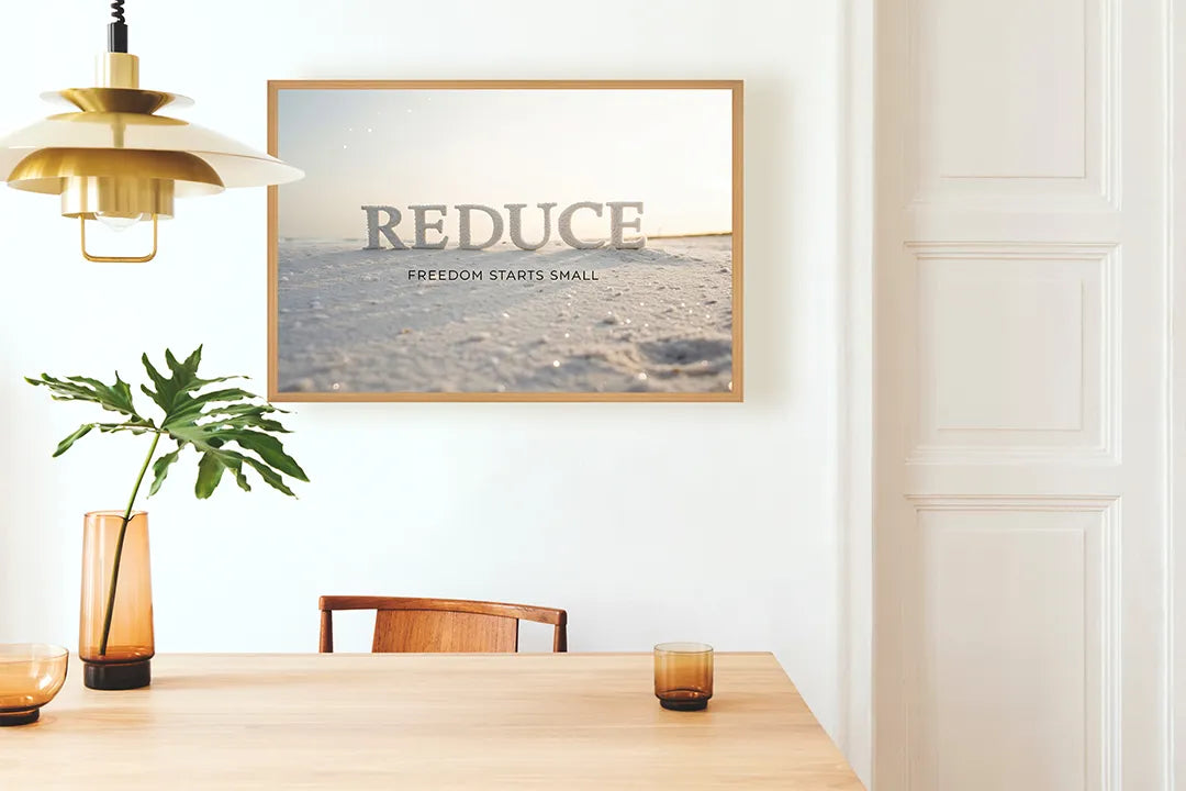Metalen Magneetbord met hoogwaardige afbeelding van Reduce quote strand zee voor aan de muur