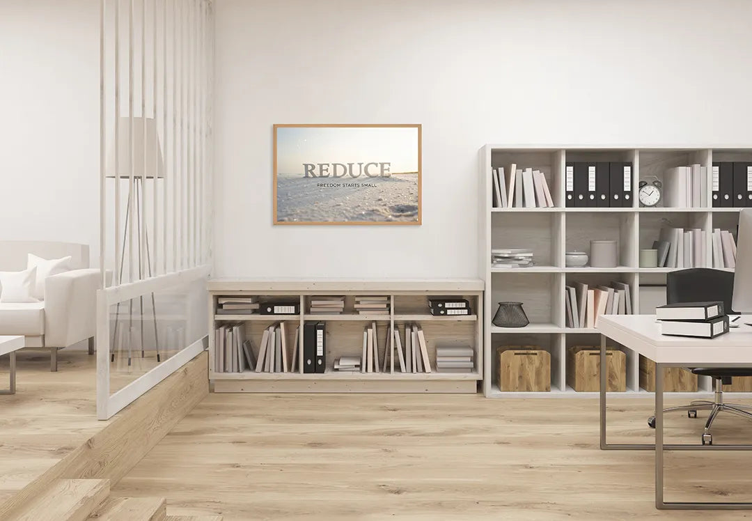 Metalen Magneetbord met hoogwaardige afbeelding van Reduce quote strand zee voor aan de muur