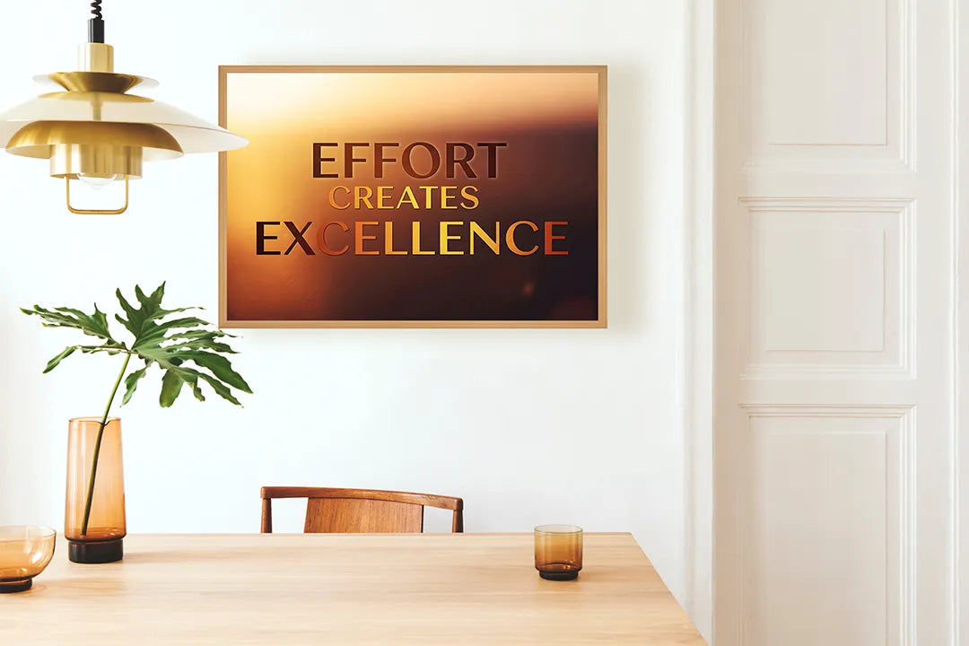 Metalen Magneetbord met hoogwaardige afbeelding van Effort creates excellence quote voor aan de muur