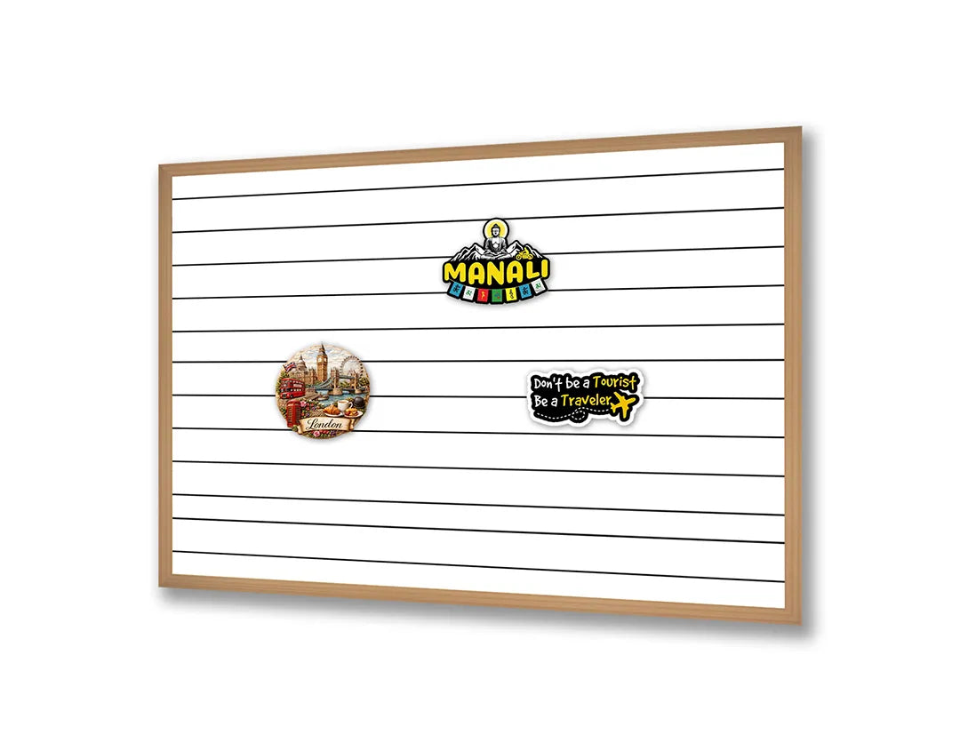 Metalen Magneetbord met hoogwaardige afbeelding van Lijntjes papier rooster horizontaal voor aan de muur