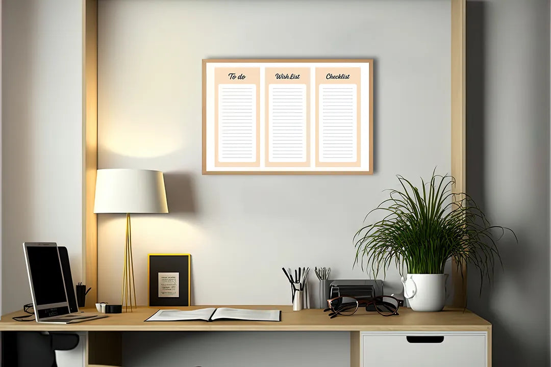 Metalen Magneetbord met print van Drievoudige weekplanner oranje perfect als decoratie