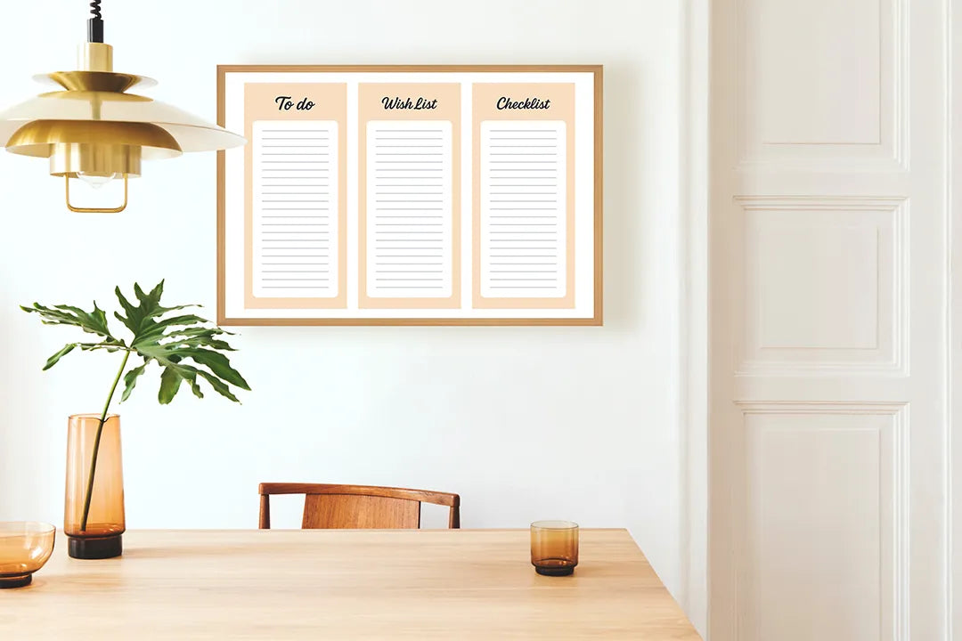 Metalen Magneetbord met print van Drievoudige weekplanner oranje perfect als decoratie