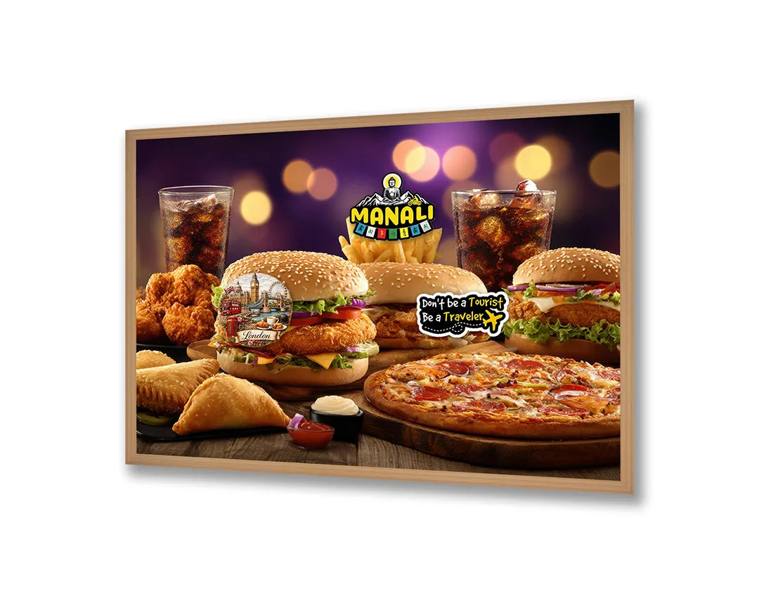 Metalen Magneetbord met print van Hamburger menu fastfood perfect als decoratie