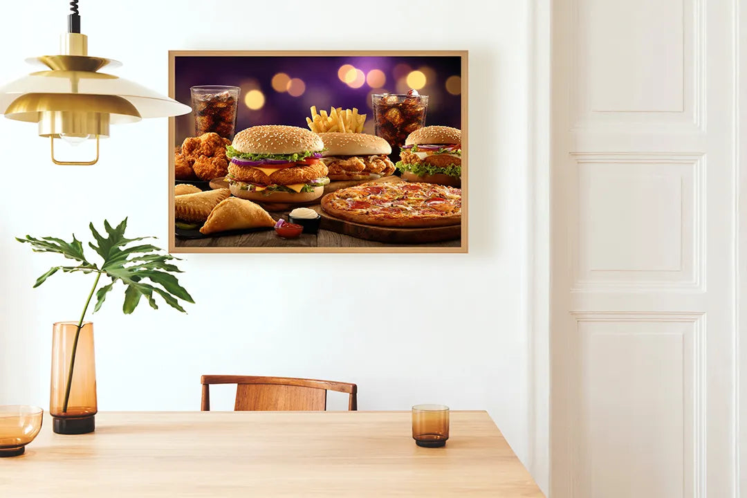 Metalen Magneetbord met print van Hamburger menu fastfood perfect als decoratie