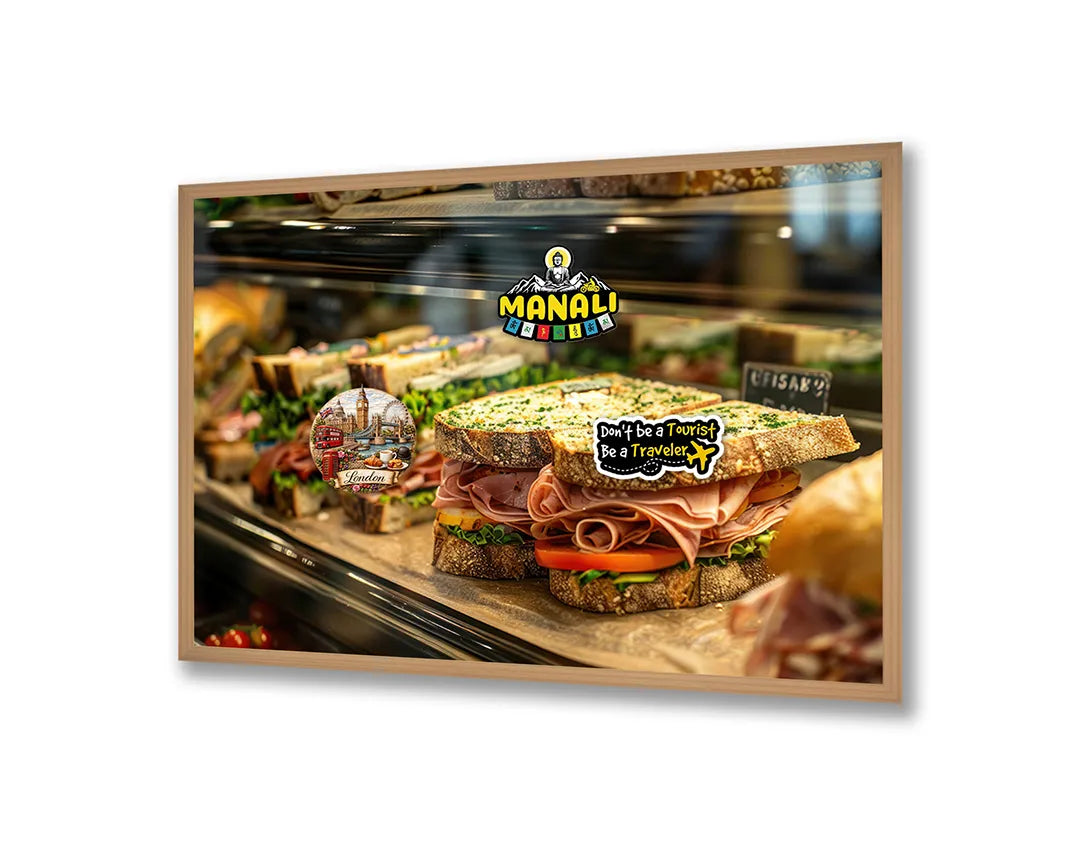 Metalen Magneetbord met print van Broodjes in vitrine perfect als decoratie