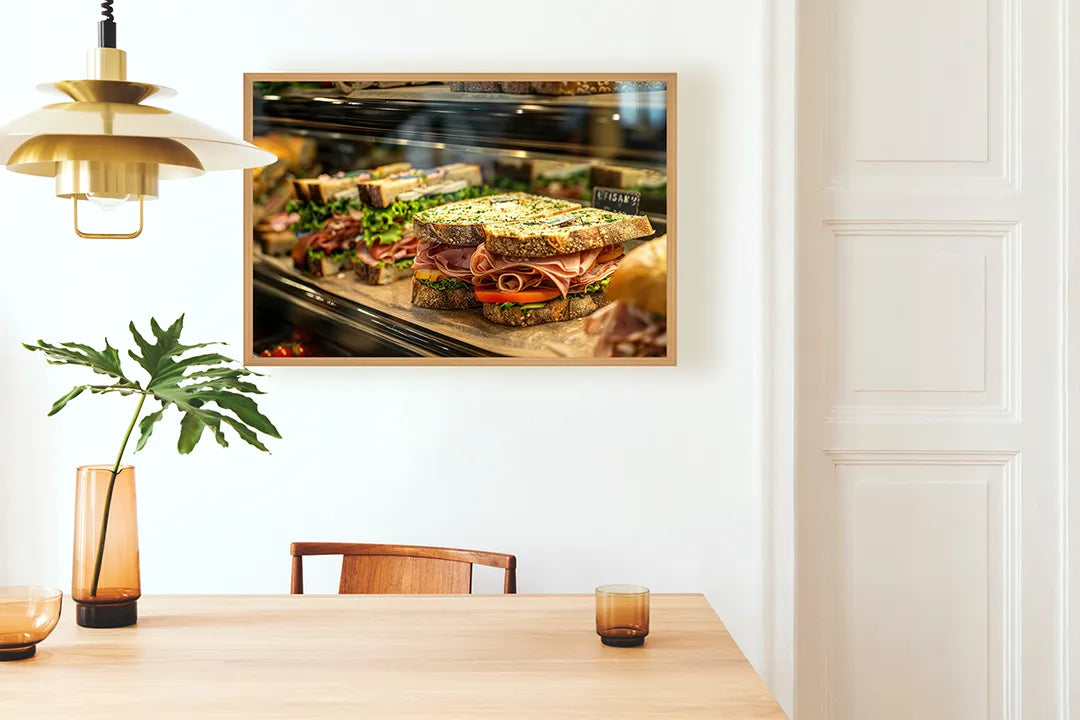 Metalen Magneetbord met print van Broodjes in vitrine perfect als decoratie