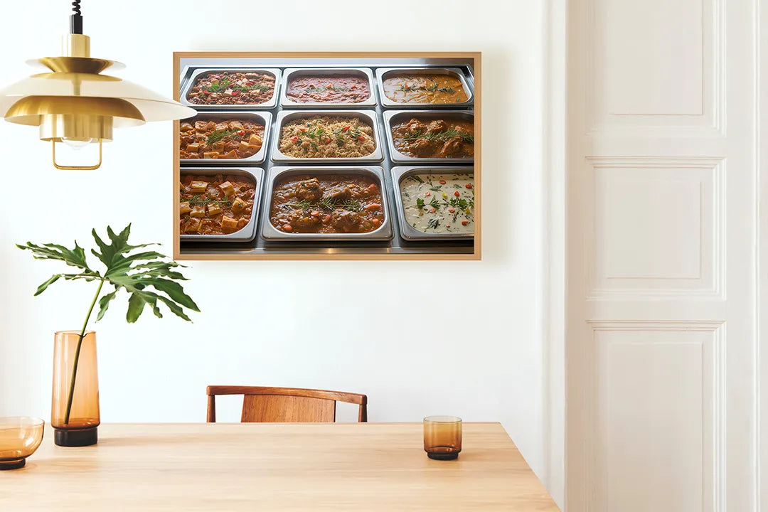 Metalen Magneetbord met print van Tapas bakjes gerechten perfect als decoratie