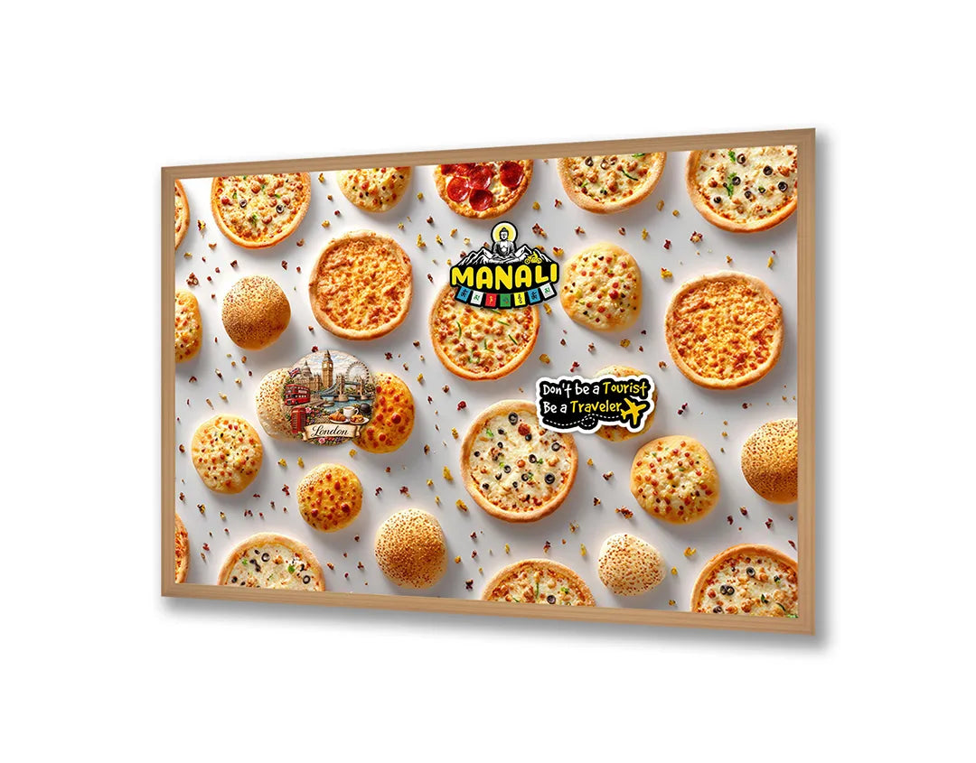 Metalen Magneetbord met print van Kleine pizzaatjes patroon perfect als decoratie