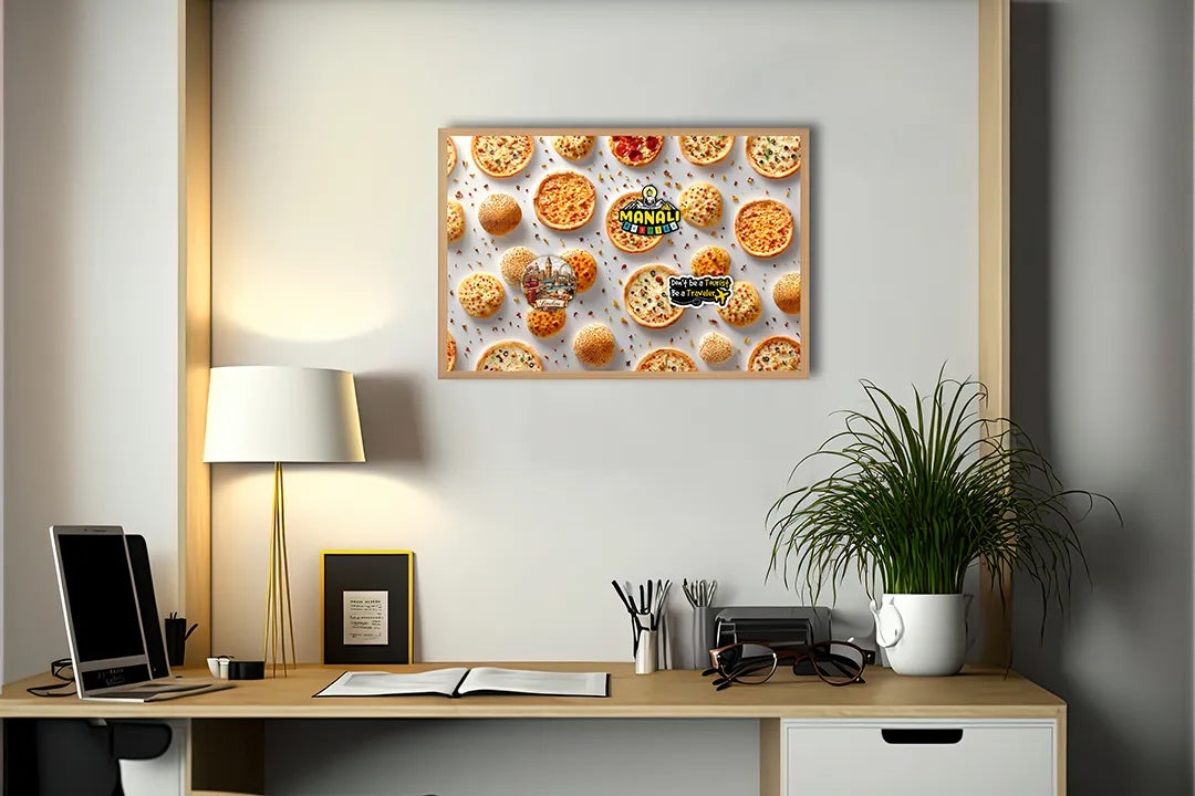 Metalen Magneetbord met print van Kleine pizzaatjes patroon perfect als decoratie