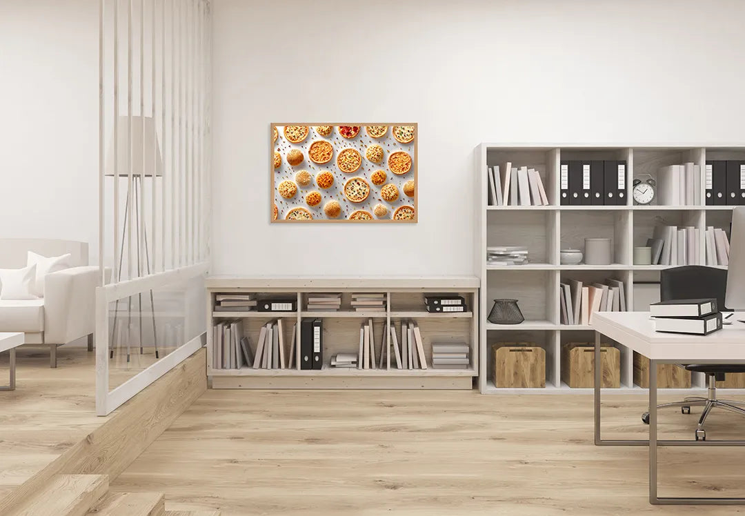Metalen Magneetbord met print van Kleine pizzaatjes patroon perfect als decoratie