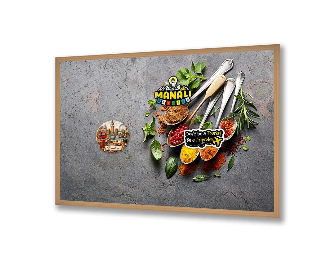 Metalen Magneetbord met afbeelding van ingrediënten en kookgerei in grijs en rood kleuren