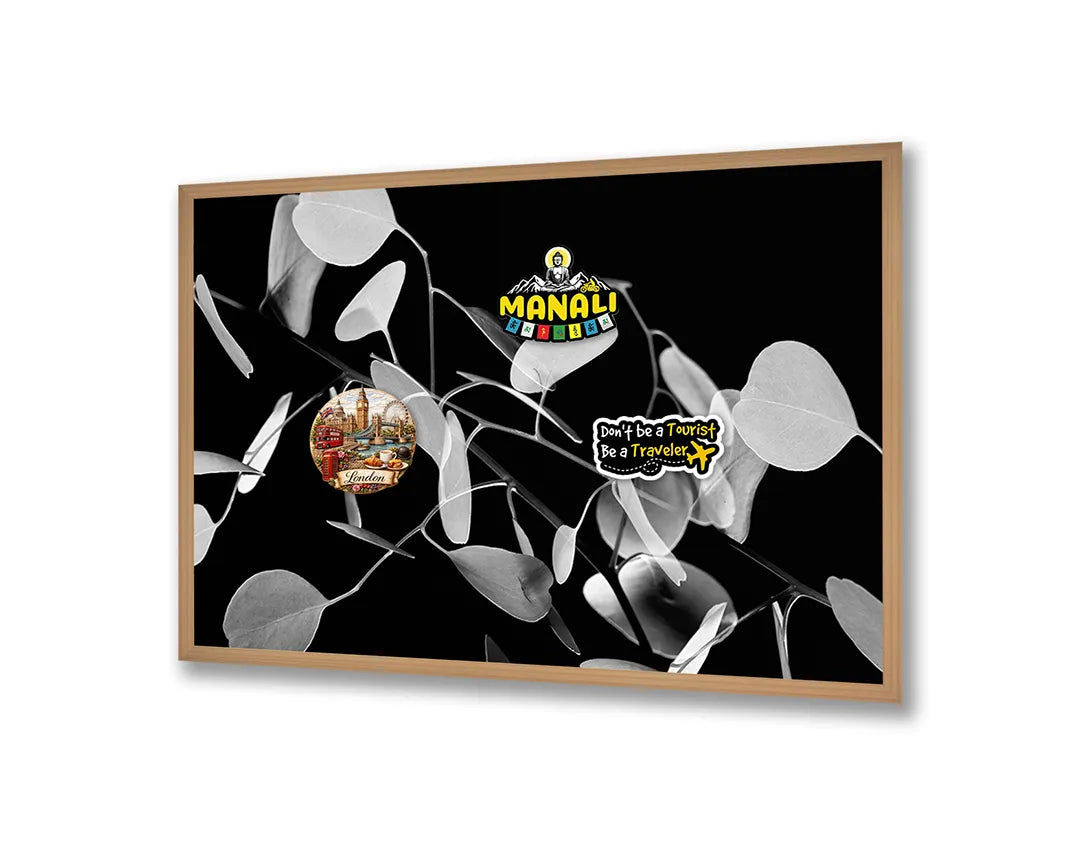 Metalen Magneetbord met afbeelding van abstracte zwart-witte vormen in monochroom zwart-wit kleuren