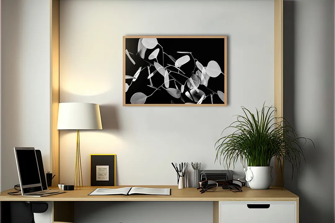 Metalen Magneetbord met afbeelding van abstracte zwart-witte vormen in monochroom zwart-wit kleuren