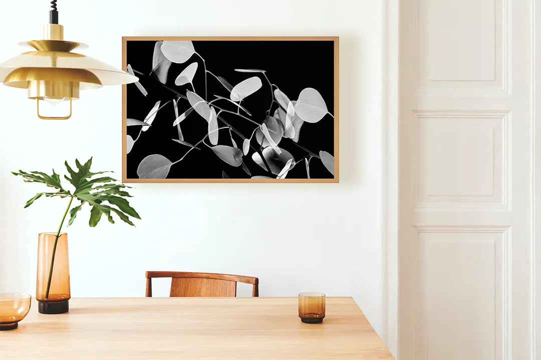 Metalen Magneetbord met afbeelding van abstracte zwart-witte vormen in monochroom zwart-wit kleuren