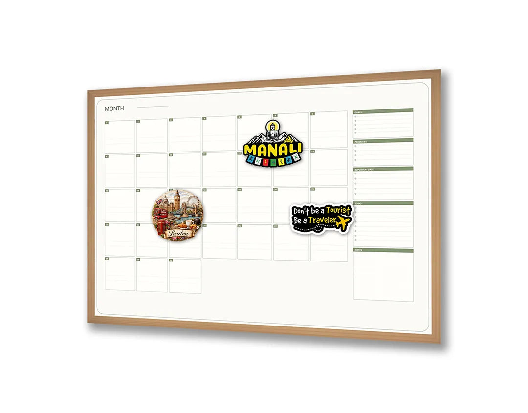 Metalen Magneetbord met print van Groene kalender grid perfect als decoratie
