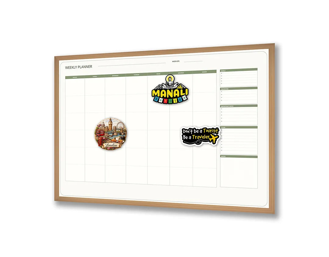 Metalen Magneetbord met print van Groene kalender grid variant perfect als decoratie