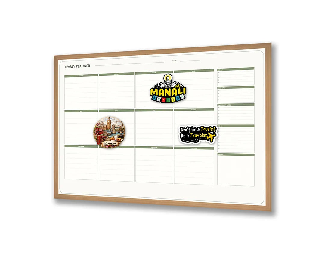 Metalen Magneetbord met print van Groene kalender grid met notities perfect als decoratie