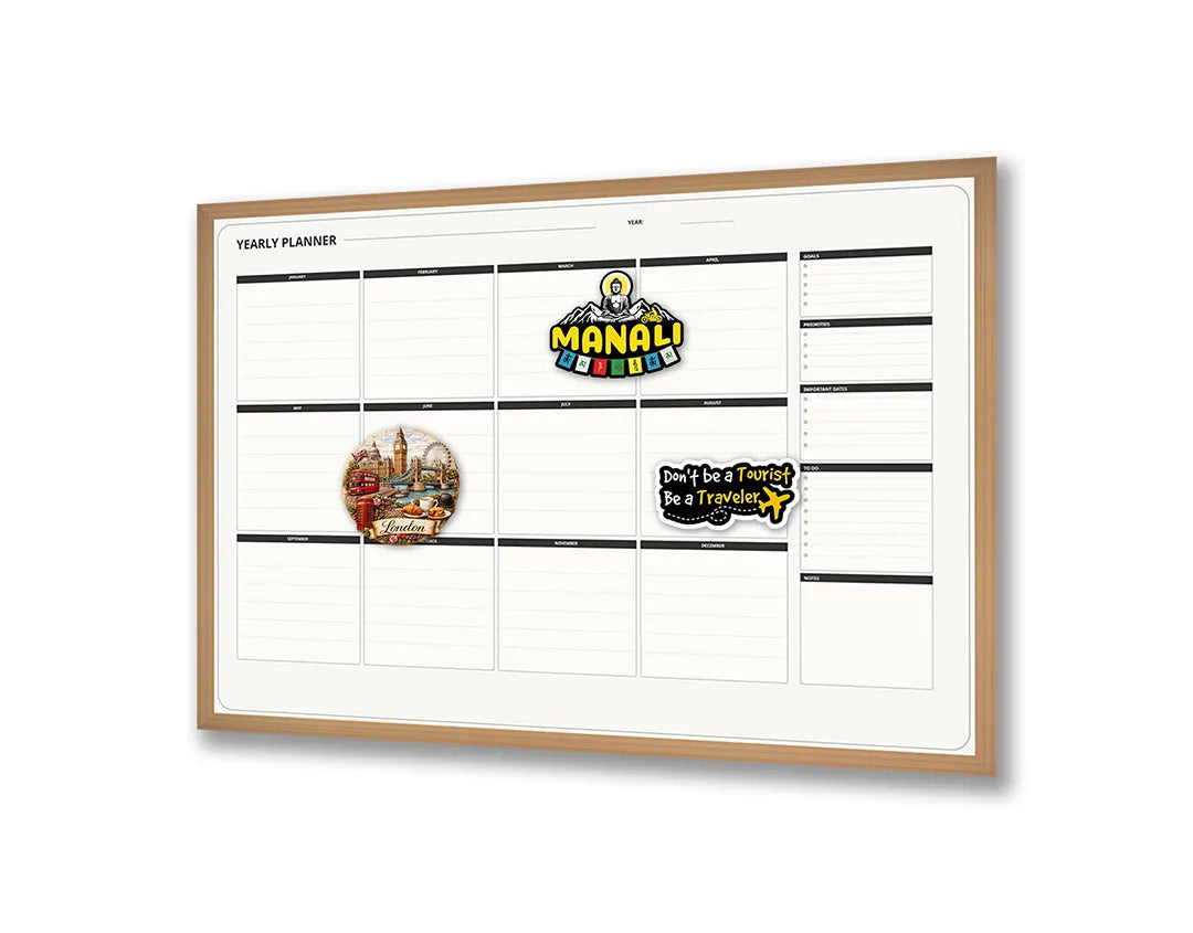 Metalen Magneetbord met print van Zwart witte kalender strak perfect als decoratie