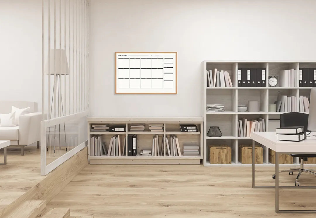 Metalen Magneetbord met print van Zwart witte kalender strak perfect als decoratie