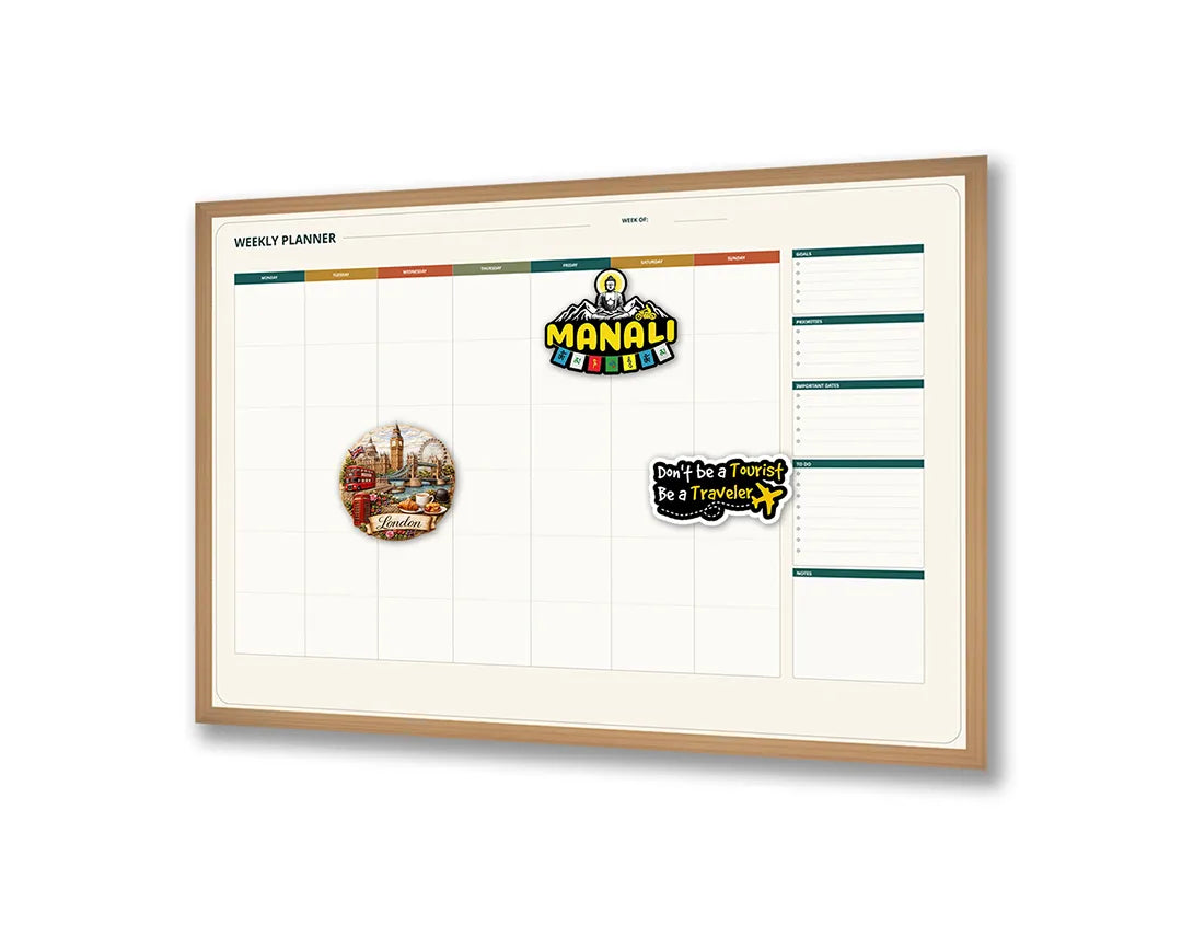 Metalen Magneetbord met print van Rode planner grid perfect als decoratie