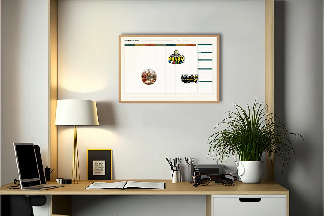 Metalen Magneetbord met print van Rode planner grid perfect als decoratie