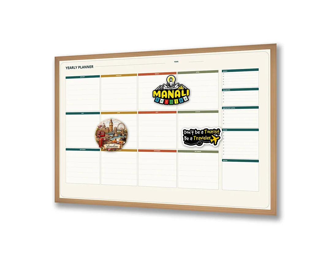 Metalen Magneetbord met print van Gele en rode planner kleurrijk perfect als decoratie