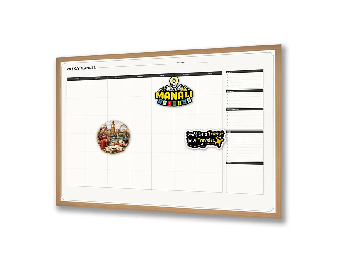 Metalen Magneetbord met print van Blanco kalender week variant perfect als decoratie