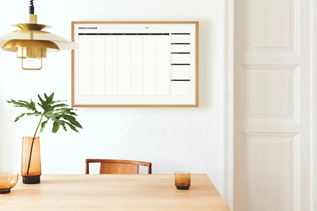 Metalen Magneetbord met print van Blanco kalender week variant perfect als decoratie