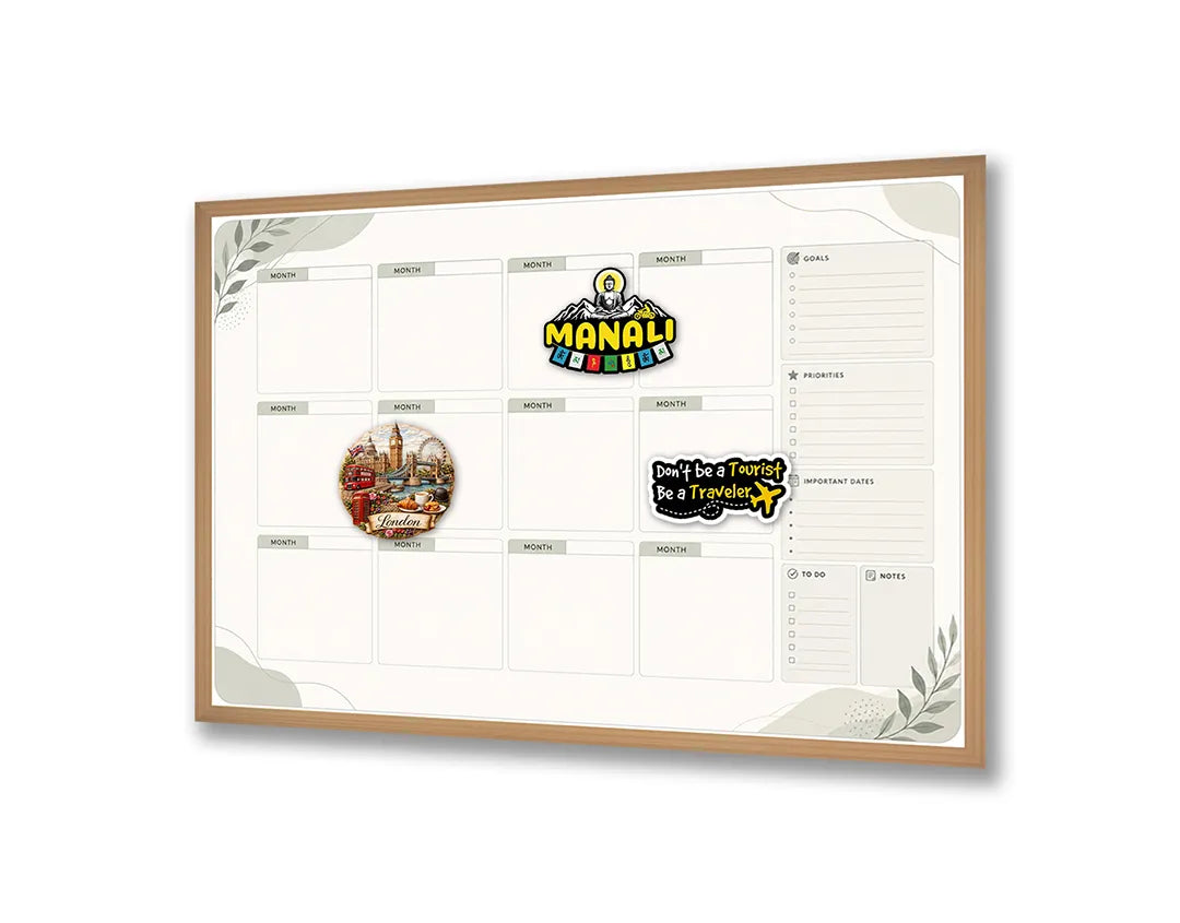 Metalen Magneetbord met een uiterst minimalistische maandplanner zonder onnodige en storende visuele afleidingen