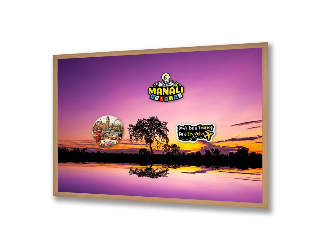 Metalen Magneetbord met print van Boom zonsondergang reflectie perfect als decoratie