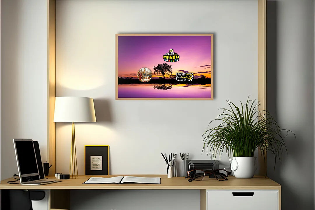Metalen Magneetbord met print van Boom zonsondergang reflectie perfect als decoratie
