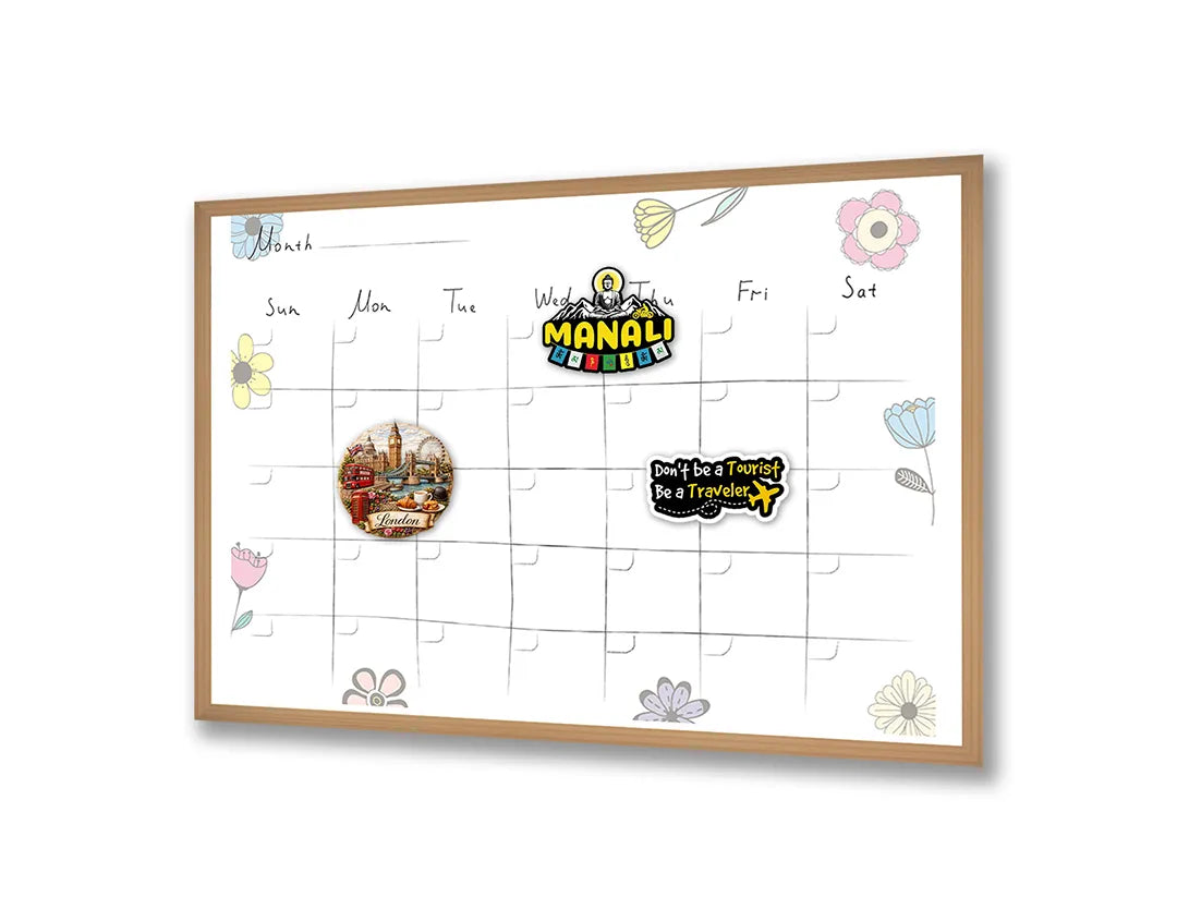 Metalen Magneetbord met print van Maandplanner bloemen perfect als decoratie