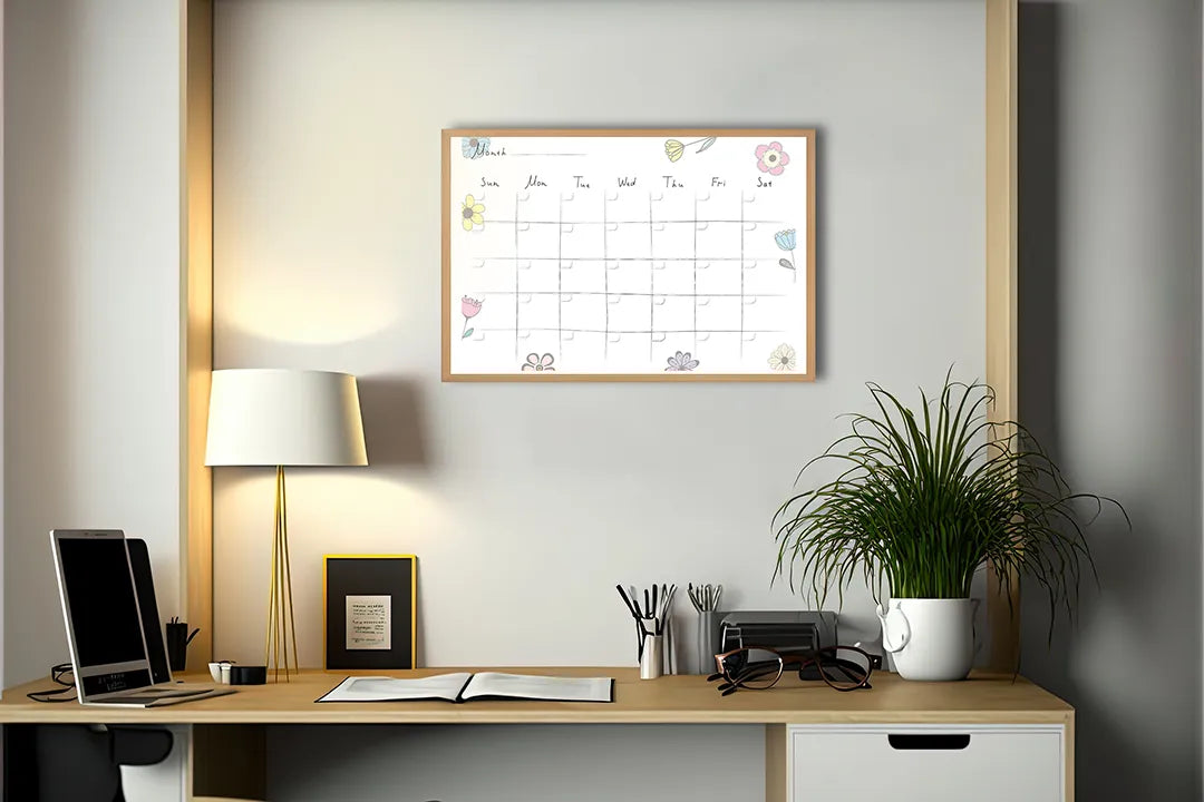 Metalen Magneetbord met print van Maandplanner bloemen perfect als decoratie
