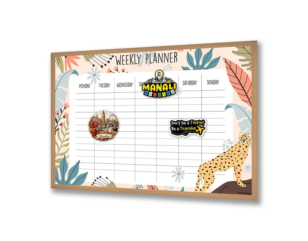 Metalen Magneetbord met print van Weekplanner herfst perfect als decoratie