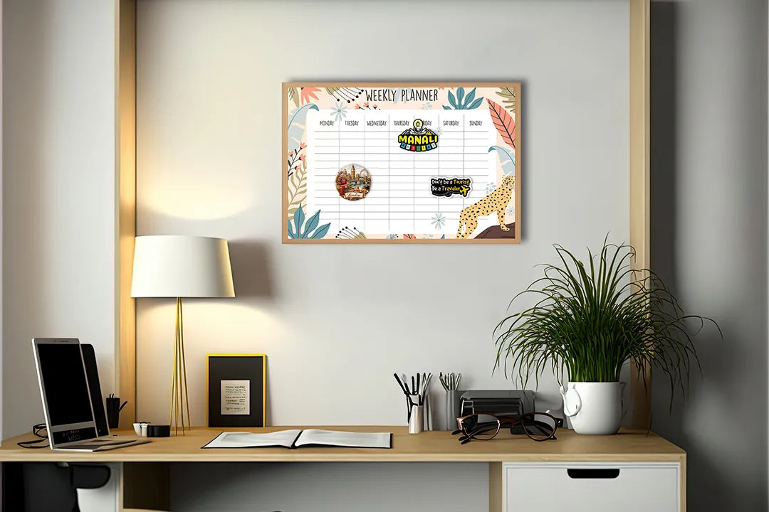 Metalen Magneetbord met print van Weekplanner herfst perfect als decoratie