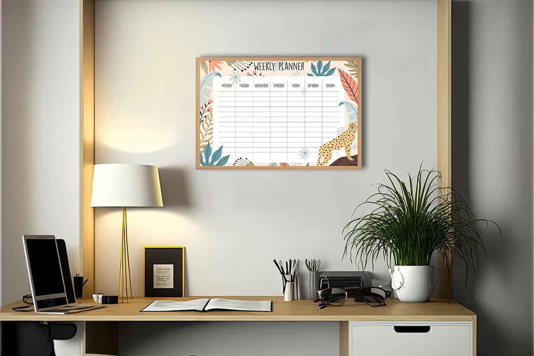 Metalen Magneetbord met print van Weekplanner herfst perfect als decoratie