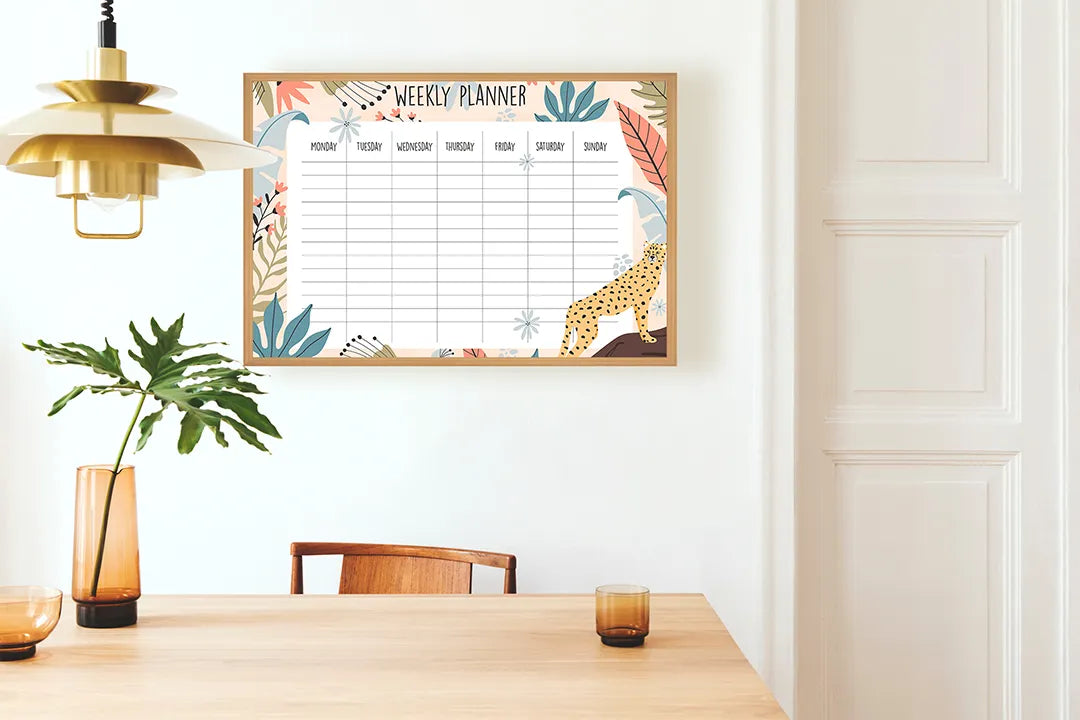 Metalen Magneetbord met print van Weekplanner herfst perfect als decoratie