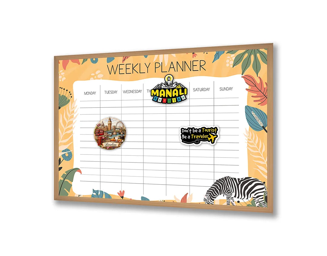 Metalen Magneetbord met print van Weekplanner oranje perfect als decoratie