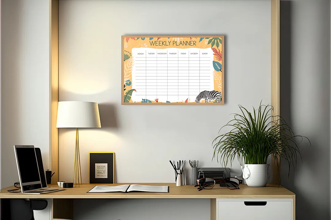 Metalen Magneetbord met print van Weekplanner oranje perfect als decoratie
