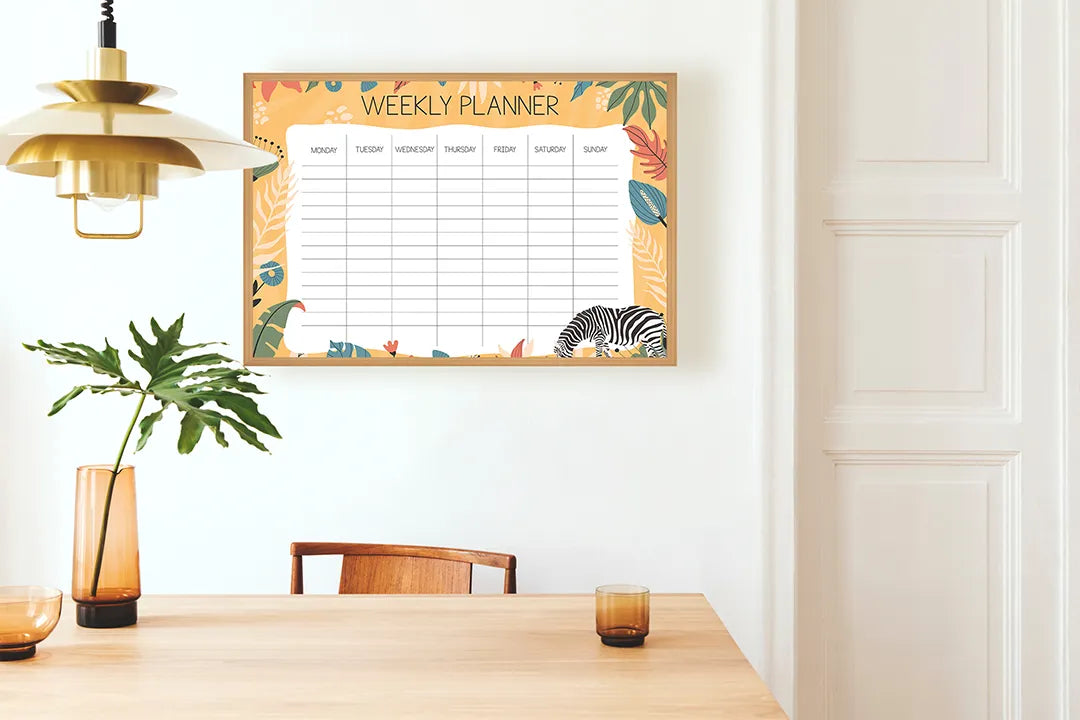 Metalen Magneetbord met print van Weekplanner oranje perfect als decoratie