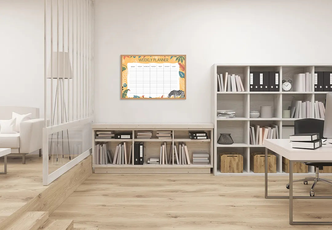 Metalen Magneetbord met print van Weekplanner oranje perfect als decoratie