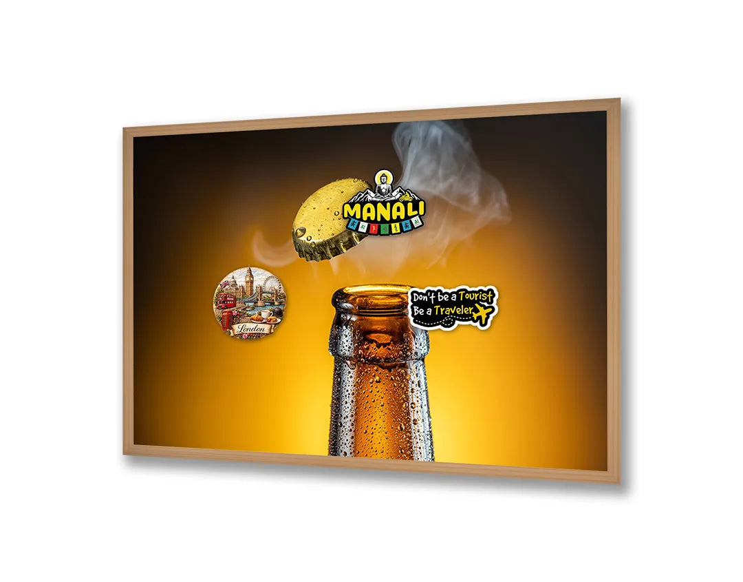Metalen Magneetbord met print van Bierflesje kroonkurk perfect als decoratie