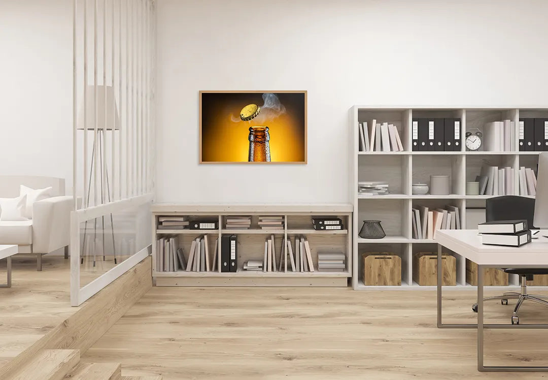Metalen Magneetbord met print van Bierflesje kroonkurk perfect als decoratie