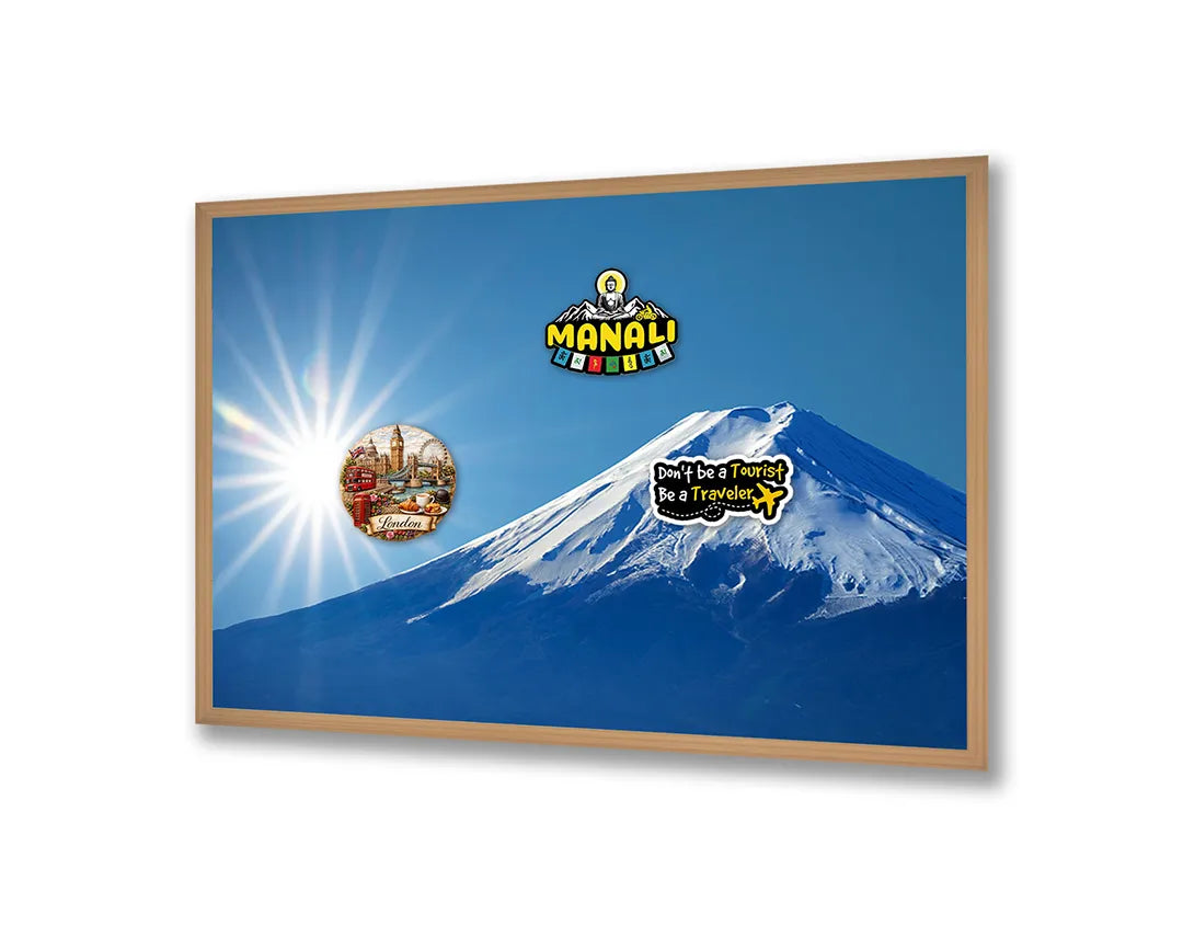 Metalen Magneetbord met print van Mount fuji sneeuw perfect als decoratie