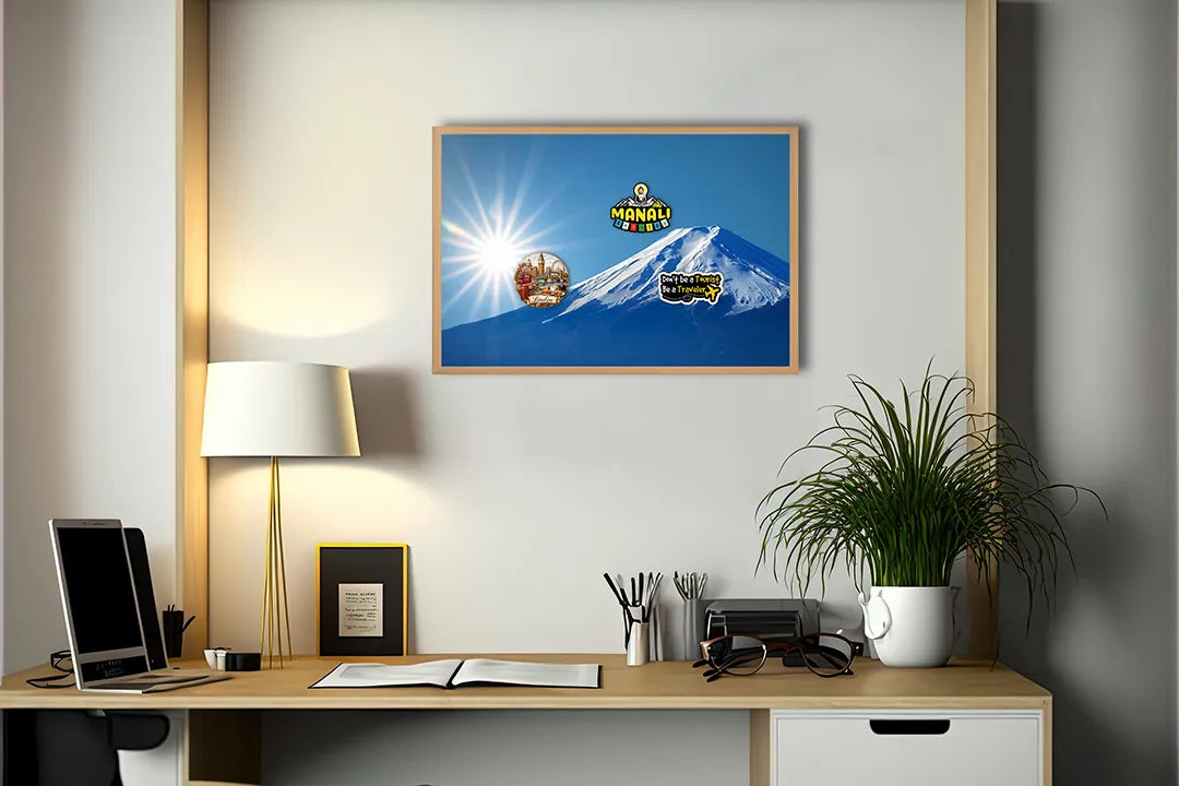 Metalen Magneetbord met print van Mount fuji sneeuw perfect als decoratie